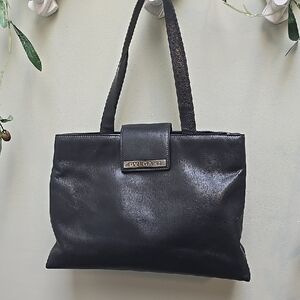 Buvlgari Black Shoulder Bag w/Silver Hardware